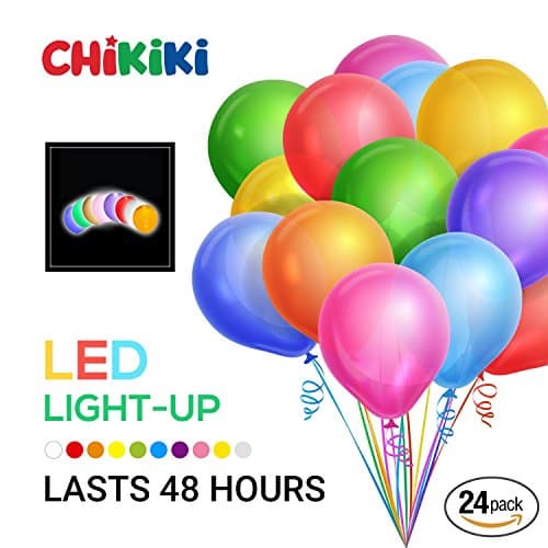 LED Light Up Balloons 24-Pack Mixed Colors by CHIKIKI - Premium Party Lights - Lasts Up to 48 Hours - Ideal for Parties, Wedding and Birthday Decorations