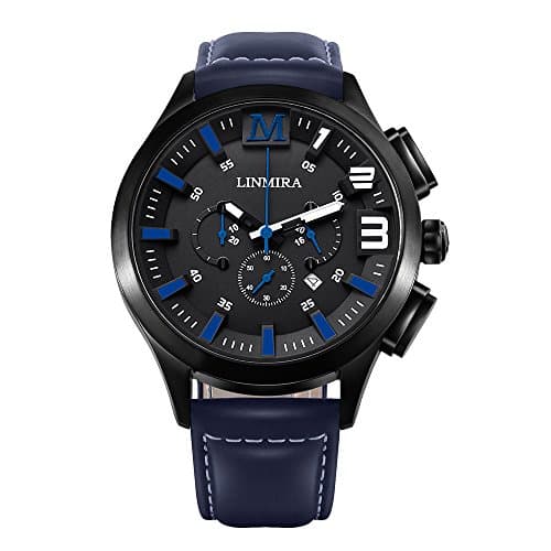 LINMIRA Big Dial Luminous Pointer Multi-Functional Water Resistant Quartz Sports Men Watch