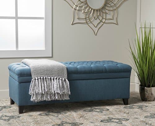 Modern Solid Tufted Fabric Storage Ottoman Seat Bench Coffee Table (Blue)