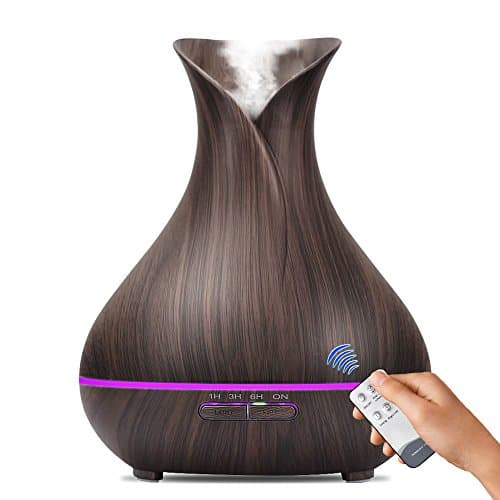 Fritas Essential Oil Diffuser, 400mL Remote Control Aroma diffuser Wood Grain Ultrasonic Cool Mist Humidifier with Waterless Auto Shut-off, 7 color LED Lights for Bedroom Living Room Spa Baby