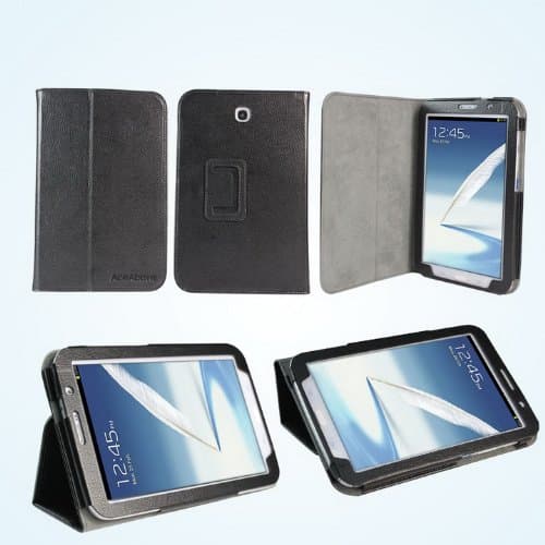 AceAbove Slim Leather Case for Samsung Galaxy Note 8 with Built-In Flip Stand and Smart Cover Function - Black (LCSSN801)