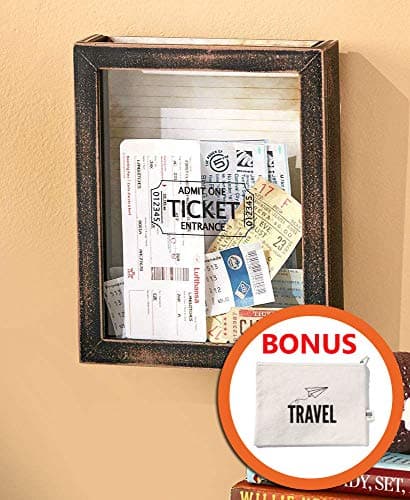 HM Homes Ticket Shadow Box with Slot - Top Loading Shadow Box - Memento Frame for Concert Movie Theater & Sporting Event Ticket Stubs