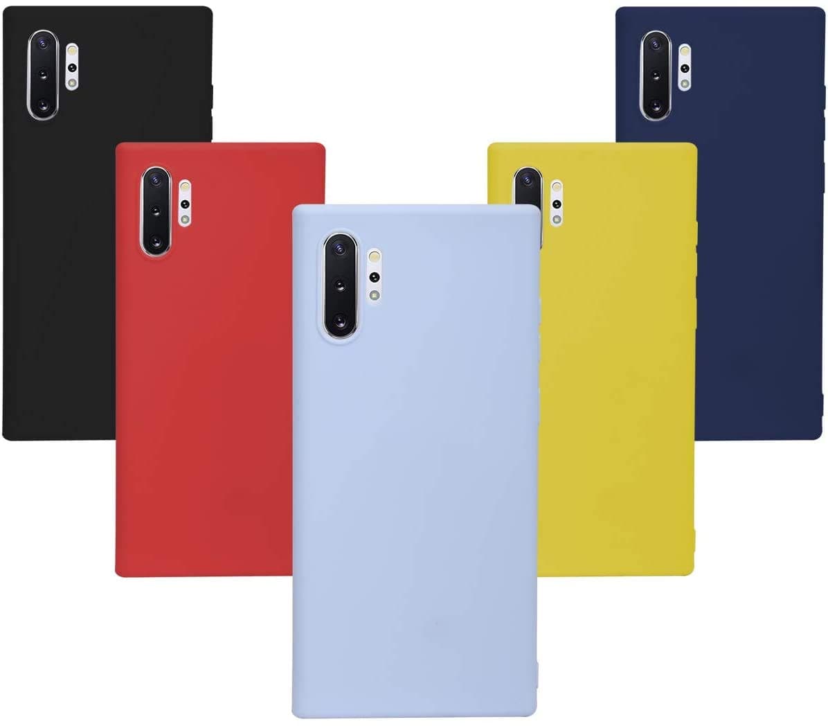 KZIOACSH 5 Pack Case Galaxy Note 10 Plus,Ultra Thin Soft TPU Silicone,Anti Slip Scratch Resistant Protection （Yellow,Red,Black，Purple，Tibetan cyan）,Colour 1