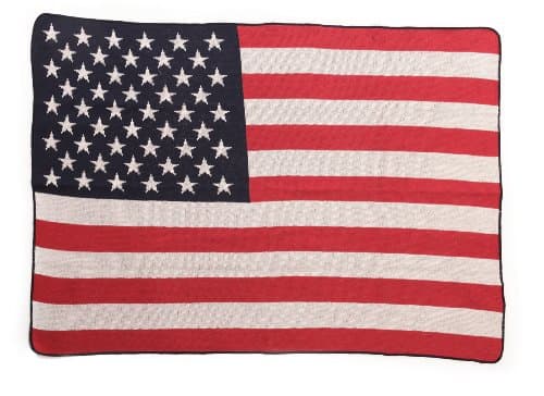 Green 3 US Flag Throw Blanket, Red/White/Blue