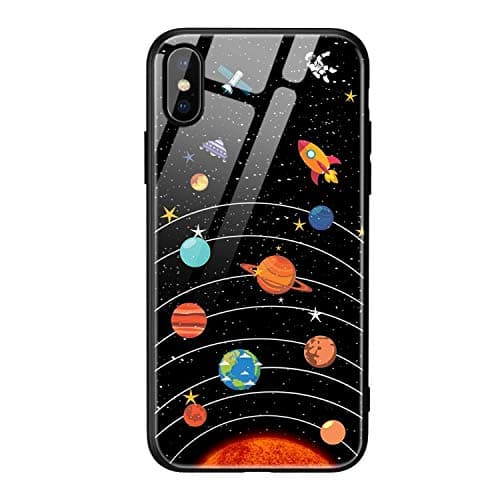 Tempered Glass Case iPhone 7 8 Plus Case Luxury Star Space Cover iPhone X Case iPhone6s 6 6s 7Plus XS Max XR (11D iPhone X)