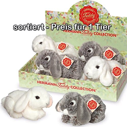 Grey or White Lop Ear Rabbit Assorted Plush Soft Toy (1 only) by Teddy Hermann. 18cm. 93780