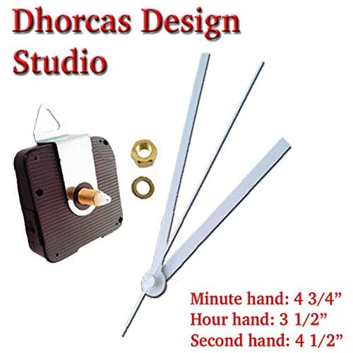 Dhorcas (#04) 1/2" Threaded Motor and White 5" Hands and Hanger, Quartz Clock Movement Kit for Replacement