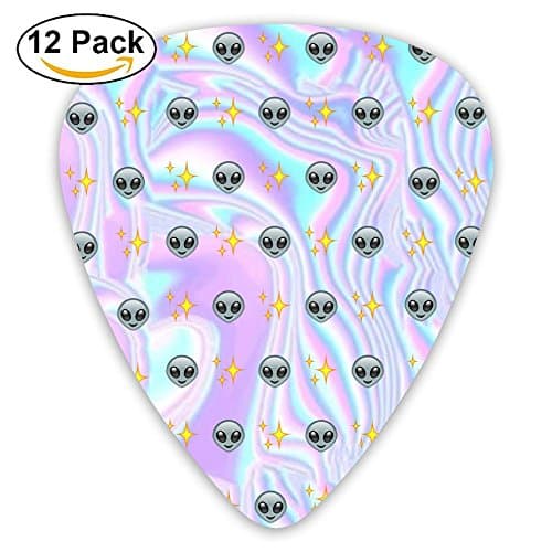 LLGUITAR Cute Alien Guitar Picks 12pack Celluloid Plectrum Custom 0.46mm/0.71mm/0.96mm For Electric Acoustic Guitars Bass Best Stocking Stuffer Gifts For Kids Teens Adults
