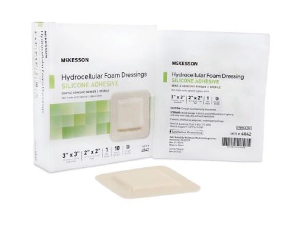 McKesson - Silicone Foam Dressing McKesson 4 X 4 Inch Square Adhesive with Border Sterile - 1/Each - McK
