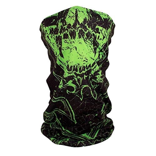 Multi Function Head Wear Neon Toxic Green Black Skull Gothic Beanie Face Mask Head Wrap