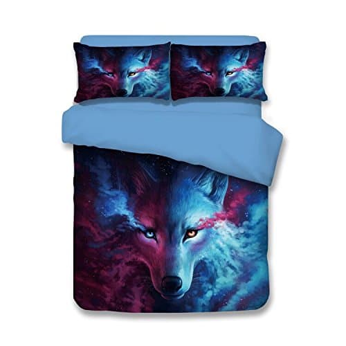 NOOS 3D Animal bedding set Wolf/panda/wolf 3/Peacock 4-Piece Comforter Set, Twin Full/Queen King Size