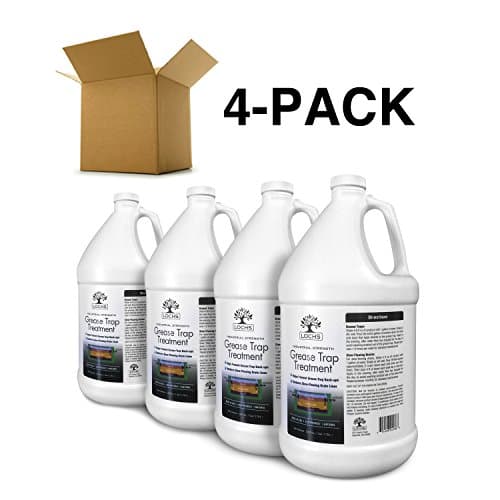 Grease Trap Cleaner - Save on 4-Pack (1-Gallon Bottles) - 2X Double Strength Bacteria Enzyme Treatment - Odor Control &amp; Eliminating Fats, Oils, Grease in Restaurants