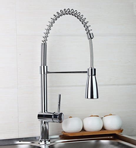 Taume Modern Pull Down Spray Single Handle Brass Kitchen Sink Faucet,Lead Free,Chrome
