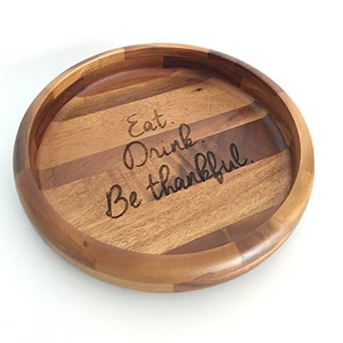 The Smart Baker Personalized Round Wood Serving Tray/Platter. Handmade of Acacia Wood - Large - Shower, Housewarming, Wedding Gift