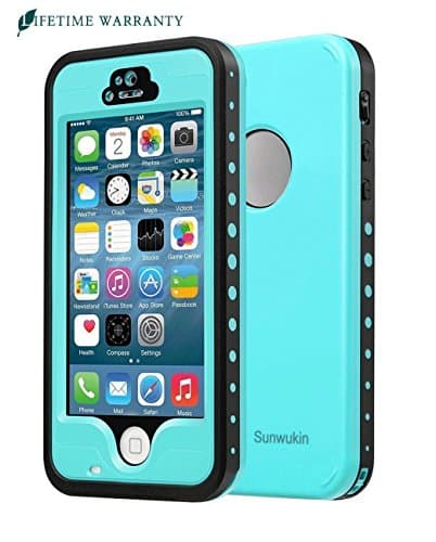 Sunwukin Cases for iPhone SE Waterproof Case iPhone 5S 5 Case, IP68 Certified 6.6ft Underwater Shockproof Snowproof Dirtpoof Dustproof Protective Cover (Grass Blue /Teal )