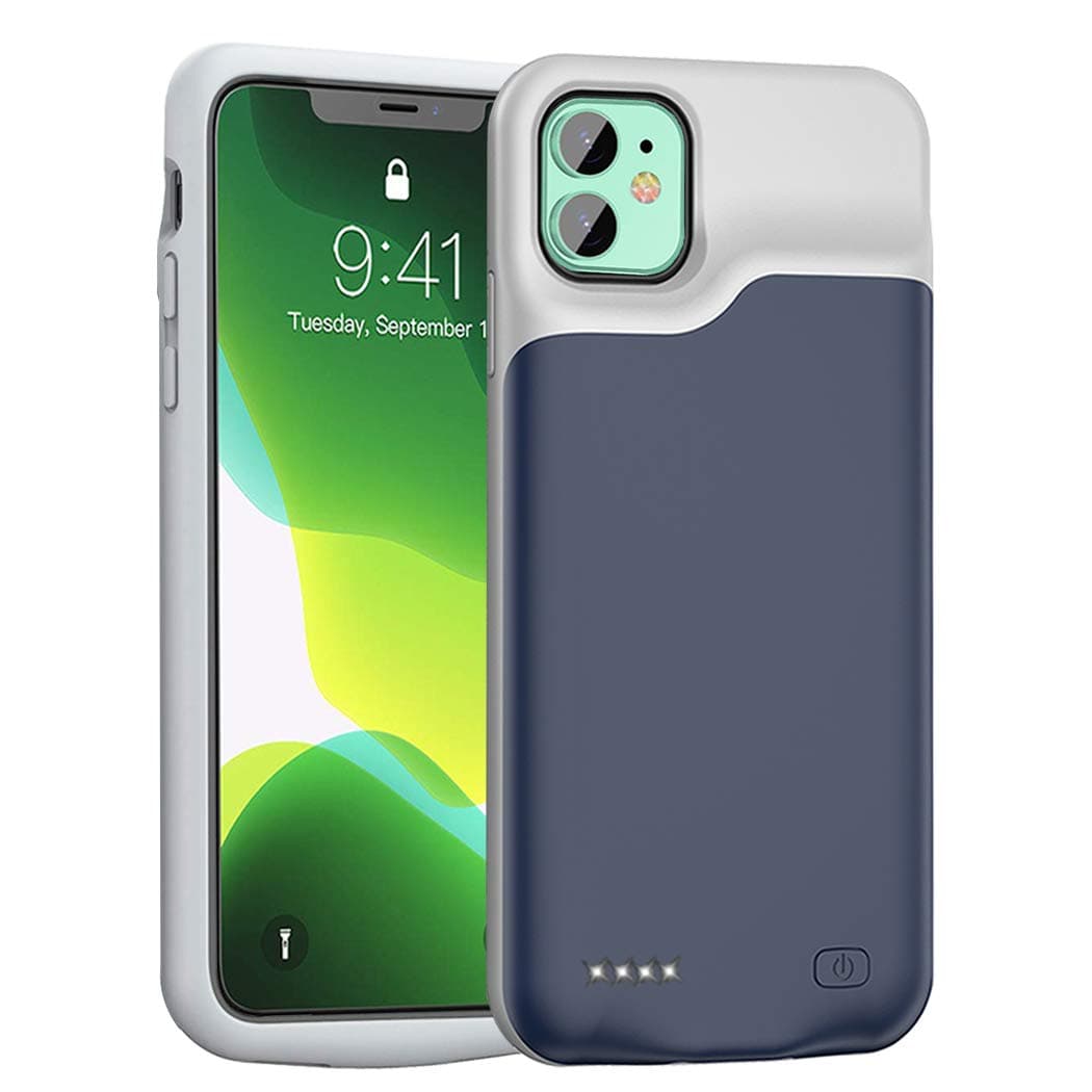 Battery Case for iPhone 11, 6000mAh Portable Protective Charging Case Compatible with iPhone 11 (6.1 inch) 2019 Rechargeable Extended Battery Charger Case (Blue)