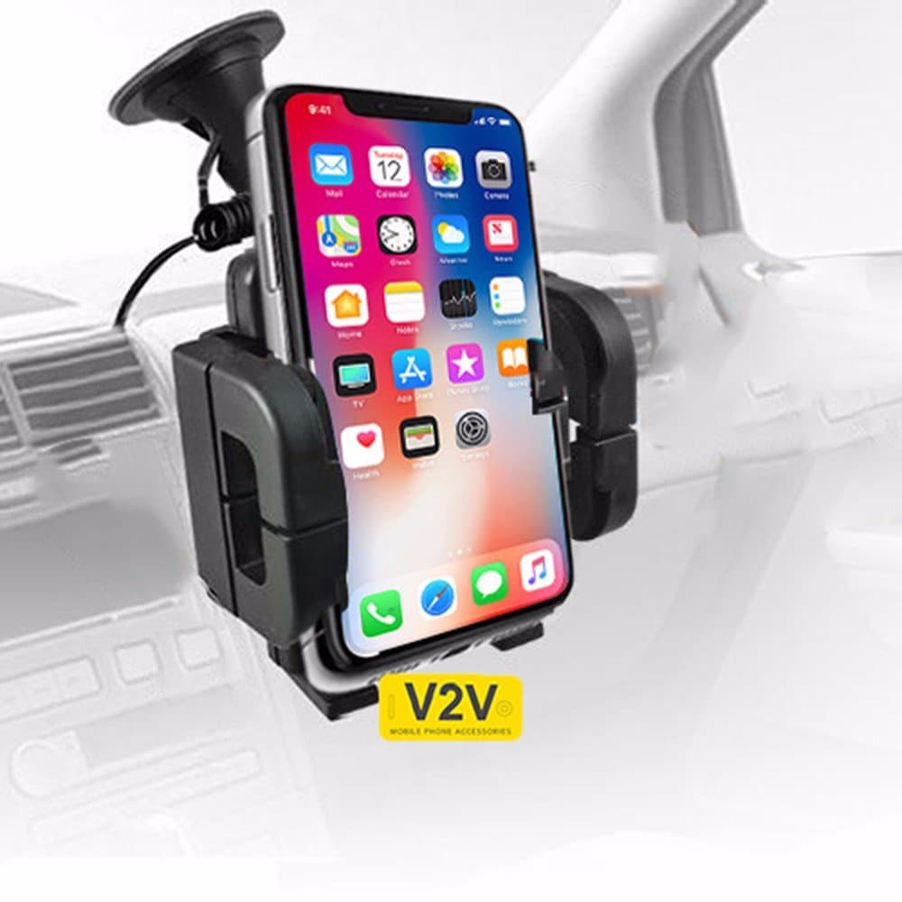 Doogee S60 (5.2") - Universal Windscreen Swivel Big Mount Suction Phone Car Holder by V2V international