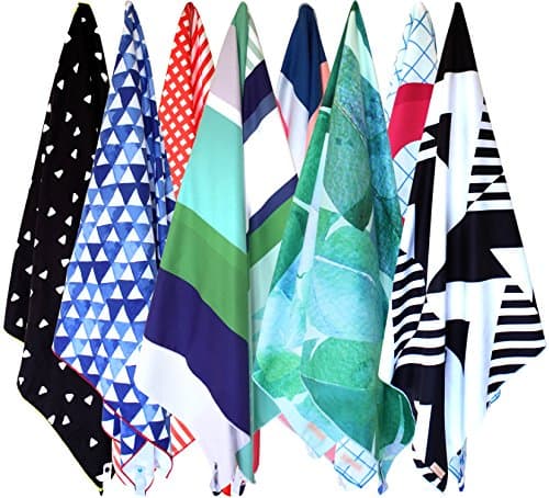 Super Maneuver Microfiber Beach Towel & Bag. Lightweight, Compact & Quick-Dry. For Travel, the Beach, Pool, Gym, Yoga & Camping. Extra Large (71x35.5), Black & White