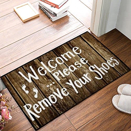 Non-Skid/Slip Rubber Back Antibacterial Modern Thin Machine Washable Indoor Outdoor Kitchen Hallway Entry 23.6 x 15.7 Please Remove Your Shoes