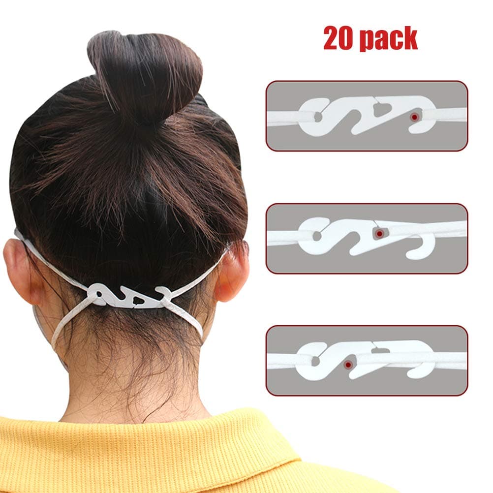 NOENNULL Hook, 20Pcs Adjustable Face Cover Ear Grips Extension Hook Face Cover Hook Ear Wear Type Adjustment Rope Extension Buckle for Mouth Face Cover