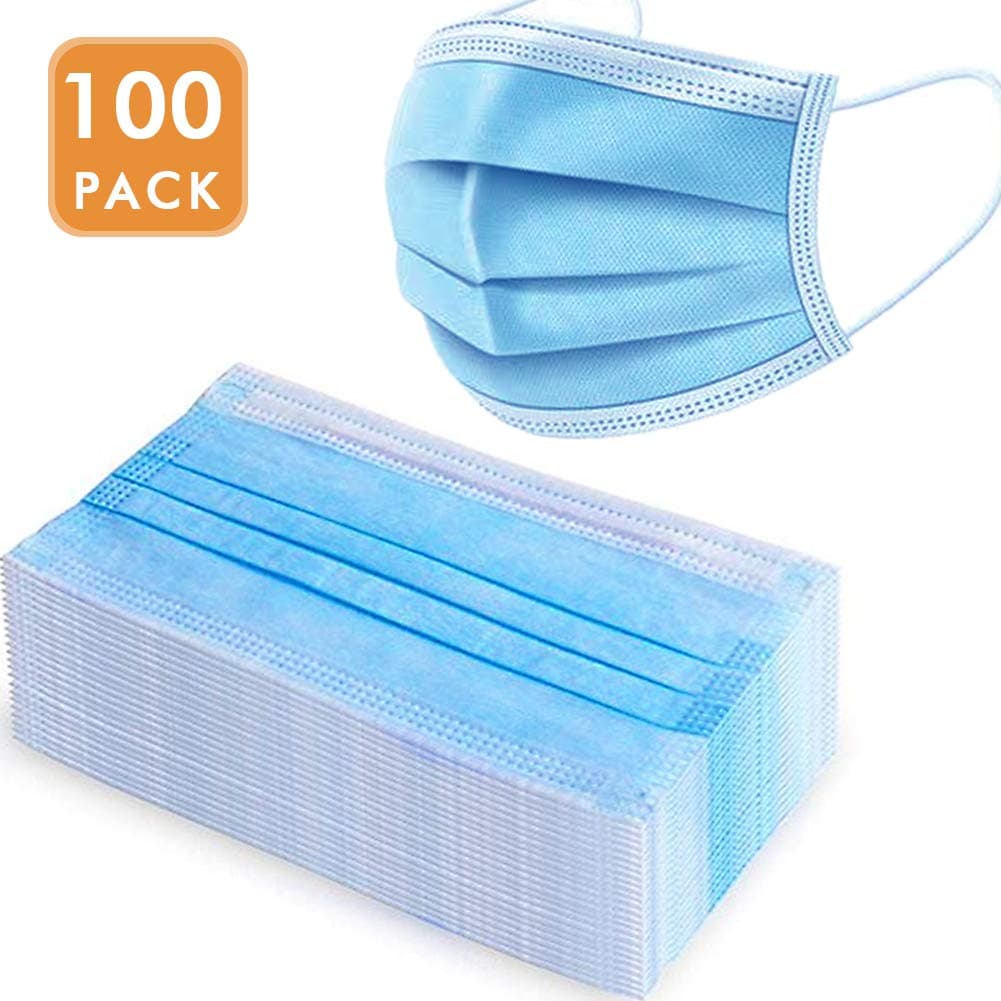 Disposable Face Masks, 3 Layer Breathable Disposable Earloop Mouth Face Mask, Comfortable Medical Sanitary Surgical Mask(100Pcs，Blue)