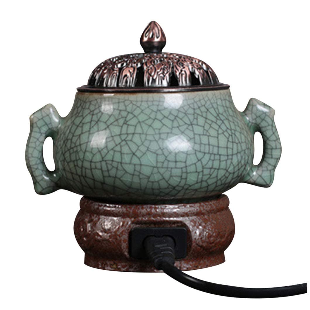 RXBFD Ceramic Incense Burner Regulator Electric Censer, Aroma Diffuser with Adjustable Timing Temperature Control,for Home Decor Yoga