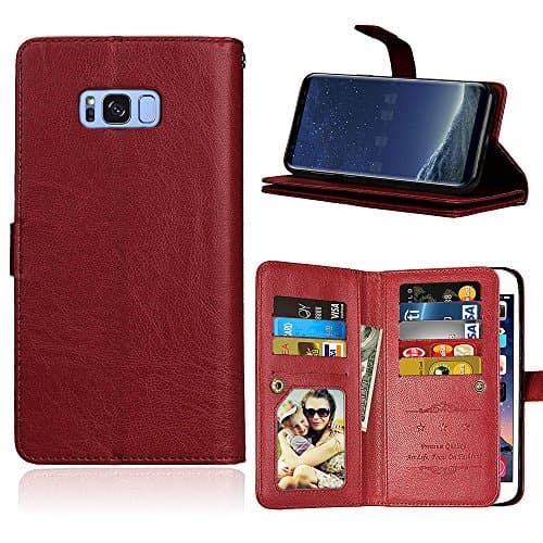 Galaxy S8 Plus Case, Galaxy S8+ Case, Arukas Premium PU Leather Wallet Case [Kickstand Feature] With Magnetic Flip, ID &amp; Credit Card &amp; Cash Slot PC Bumper Cover Case For Samsung S8 Plus (brown)