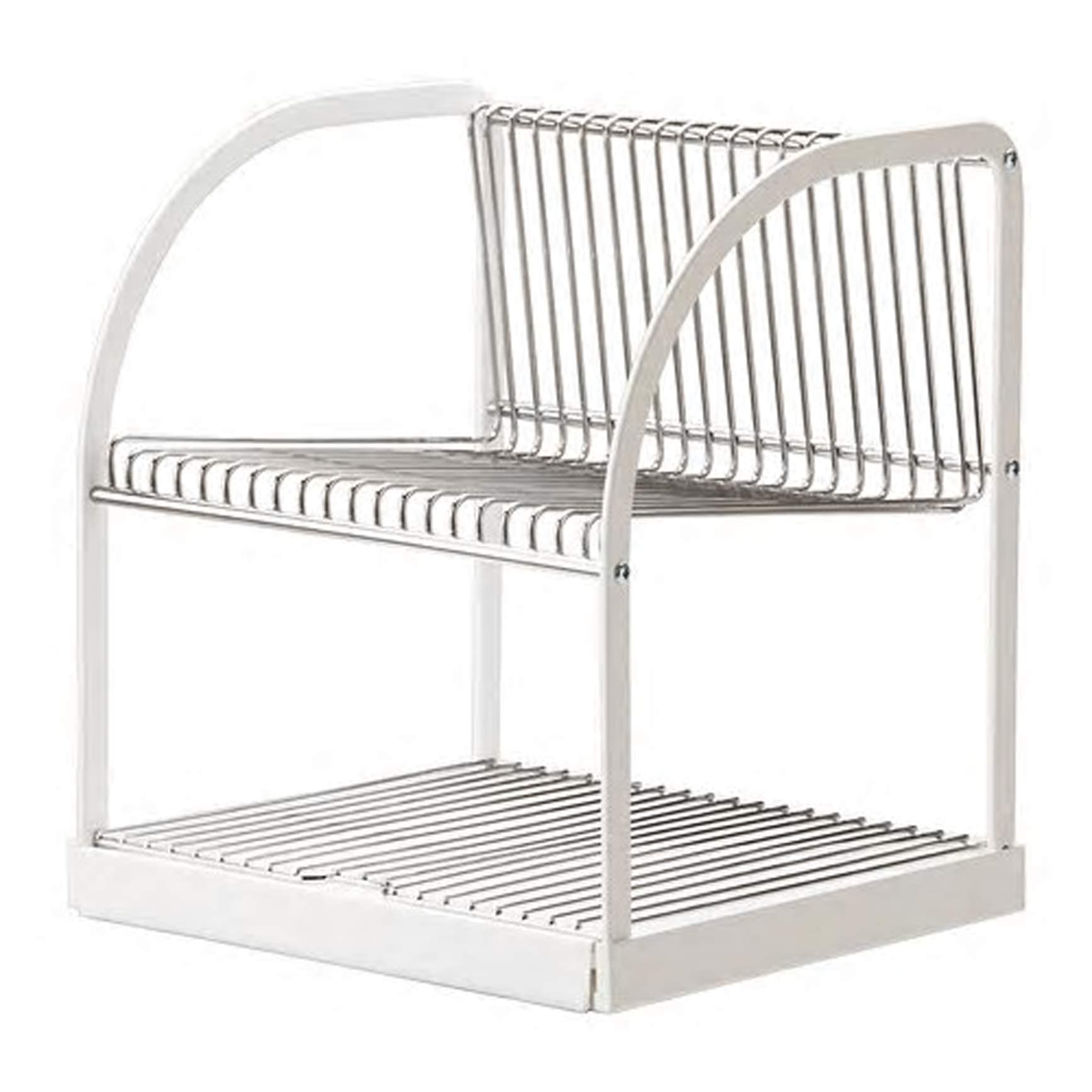 Dish Drainer Silver-Colour/White, Removable Tray, Assembled Size Length: 32 cm Width: 29 cm Height: 36 cm, Holds Large…