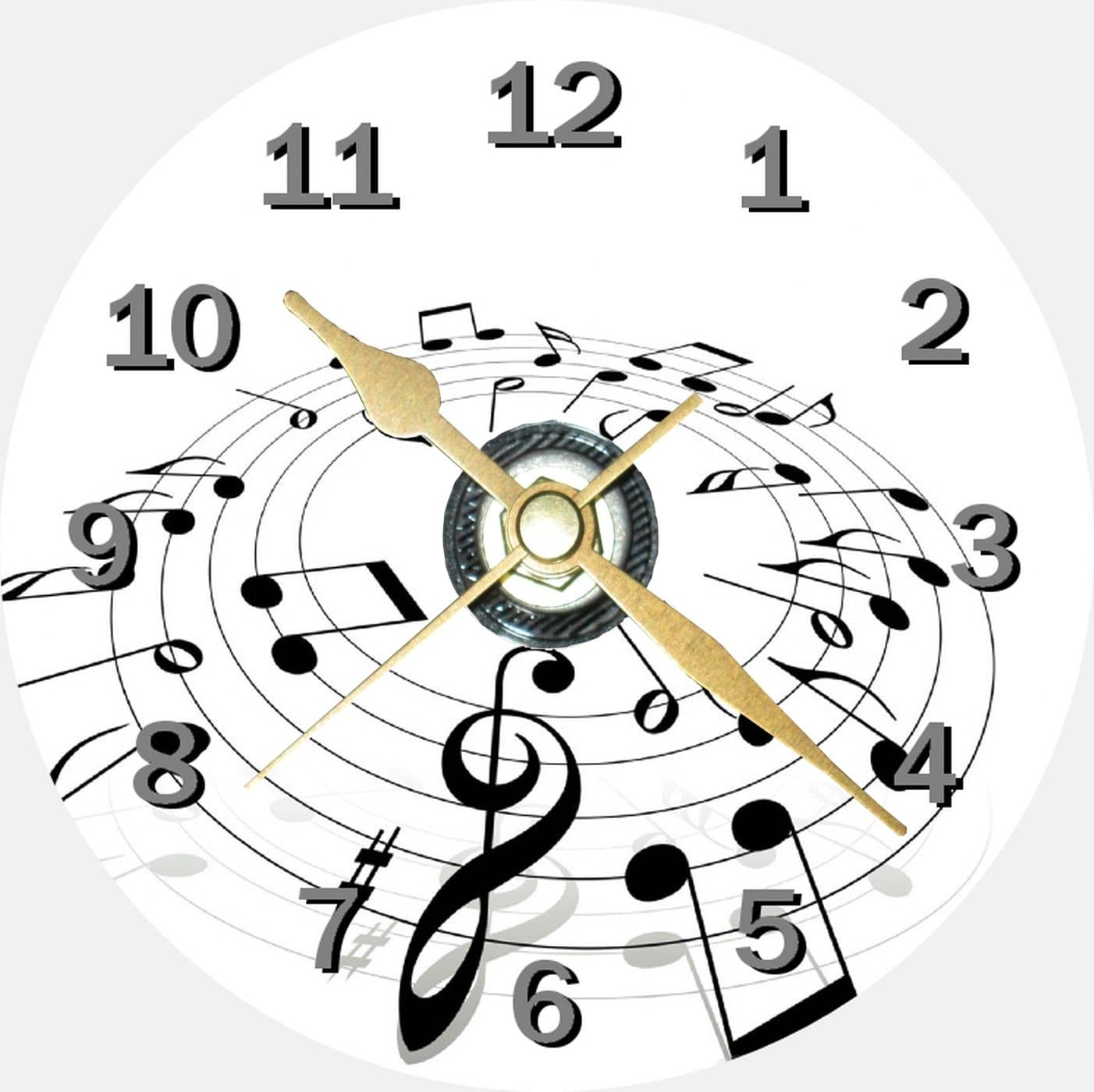 Musical Notes Novelty 12cm Cd Clock + Free Desktop Stand