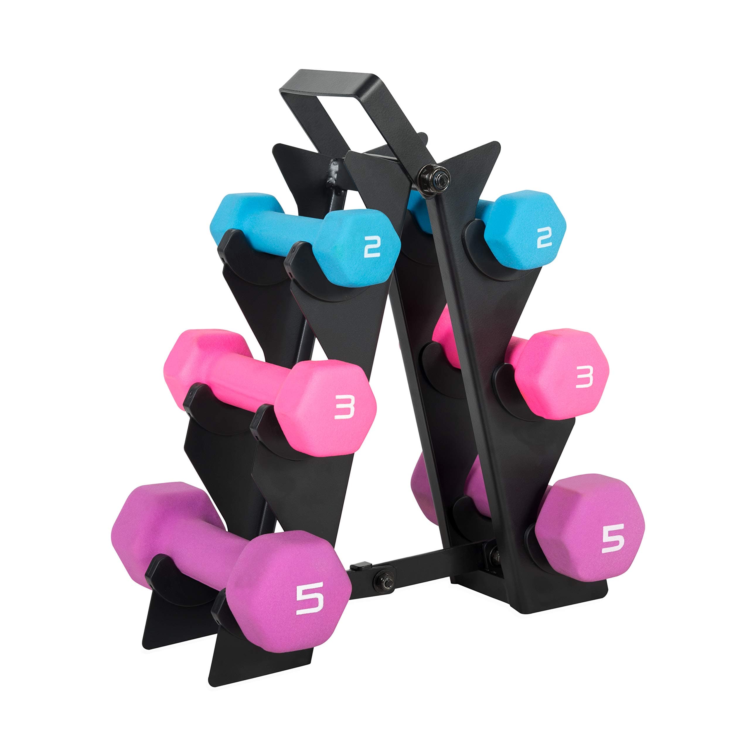 WF Athletic Supply Dumbbell Set with Storage Rack