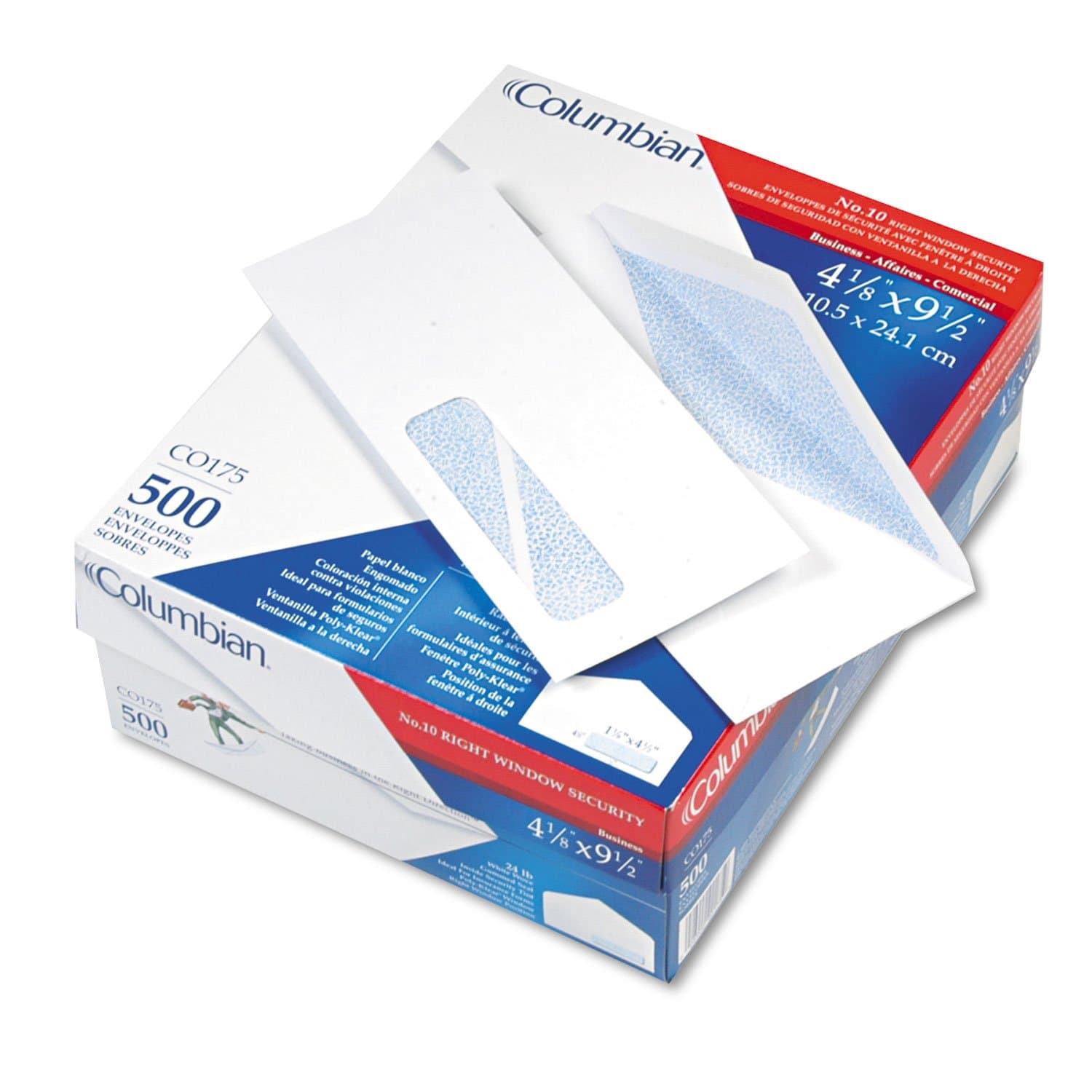 Columbian Poly-Klear Insurance Form Envelopes, #10, White, 500/Box
