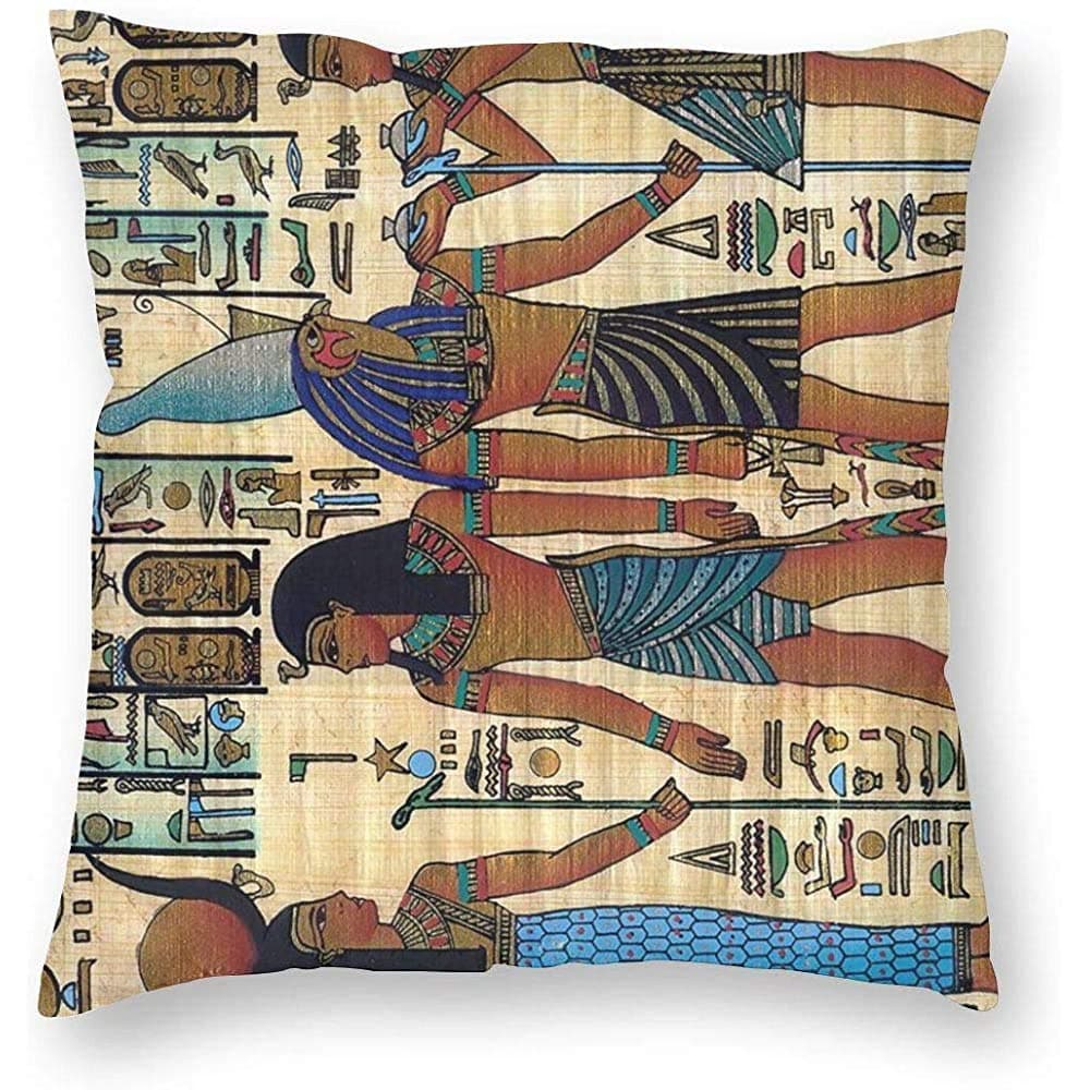 WHEYT Ancient Egyptian Art Decorative Square Throw Pillow Covers Soft Soild Pillow Sham For Sofa Couch Bed Chair 40X40 Cm