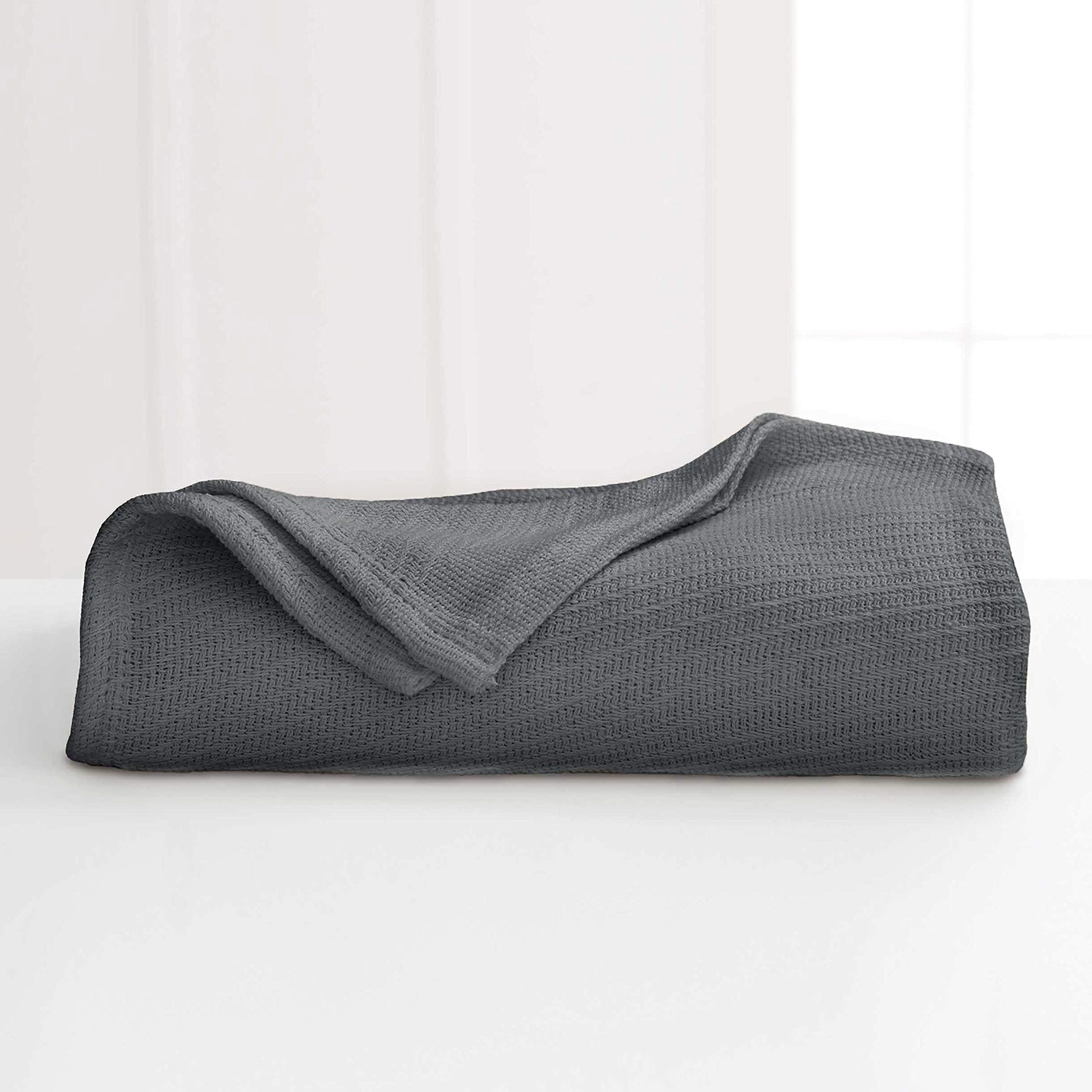 Martex 1B06493 361 GSM Cotton Breathable Solid Lightweight Soft Bed and Sofa Blanket Twin, Grey