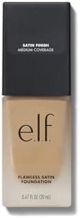 e.l.f. Flawless Satin Foundation, Lightweight & Medium Coverage, Semi-Matte Finish, Vegan & Cruelty-Free, Vanilla, 0.68 Fl Oz (20mL)