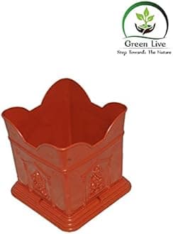 Green Live 10 Inches Plastic Brindavan Tulsi Pot, Size - 23x23x25 (Brown) Pack of 1
