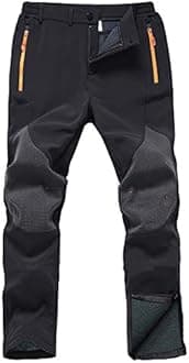 Gash Hao Mens Snow Ski Waterproof Softshell Snowboard Pants Outdoor Hiking Fleece Lined Zipper Bottom Leg