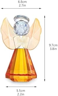 HDCRYSTALGIFTS 3.5inch Crystal Guardian Angel Figurine,Champagne Angel Paperw...