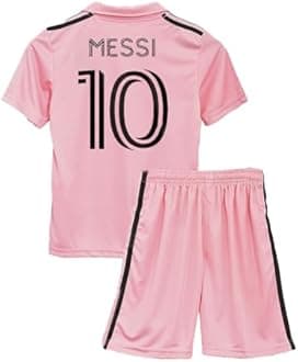 Football Soccer Inter Messi 10 Home Pink Jersey Set Football Set T-Shirt with Pink Shorts Set (Kid's, Boy's & Men's)