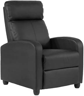 Recliner Chair Recliner Sofa Modern Reclining Chair w/Footrest Backrest Breathable Padded PU Leather Single Sofa Home Theater Seating Reclining Easy Lounge for Living Room Bedroom,Black