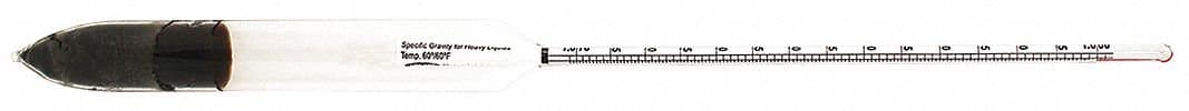 Vee Gee 6603DS-1 Dual Scale Specific Gravity and Baume Hydrometer, 1.000 to 1.220 Specific Gravity Range, 0-26 Degree Heavy Baume Range