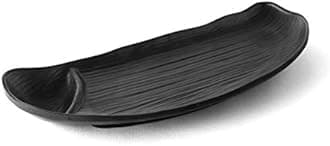 TAGROCK Melamine Matte Finish D Shape Platter for Dining Table | Snacks, Starters, Fast Food Serving Tray/Plate, Set of 2, Black