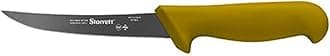 Starrett Professional Stainless Steel Kitchen Boning Knife - Narrow Curved Profile - 5-inch (125mm) - Yellow Handle