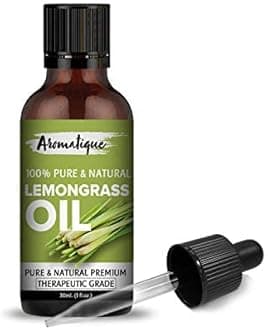 Aromatique Lemongrass Essential Oil For Skin, Hair Growth 100% Pure And Natural Therapeutic Grade, 30Ml Yellow