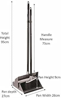 Elliott Basic Lobby Dustpan and Brush Set,Upright Sweeping Broom and Dust Pan Set Ideal for Home use,Supplied with Grey Plan and Black Handles