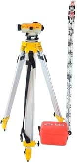 UK SURVEY INSTRUMENT SUN AUTO LEVEL DSC-240, 4mtr leveling staff with Free auto level plastic box and Aluminium Tripod use for Survey Instrument (COMPLETE Pack of 1)
