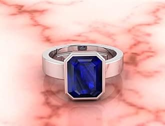 15.00 Ratti Certified Original Blue Sapphire Silver Plated Ring Panchdhatu Adjustable Neelam Ring for Men and Women by Lab Certified 12538, Silver, Created Sapphire, Silver, Synthetic,