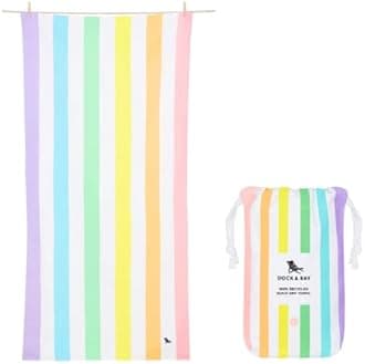 Dock & Bay Beach Towel - Quick Dry, Sand Free - Compact, Lightweight - 100% Recycled - Includes Bag - Summer - Unicorn Waves - Large (160x90cm, 63x35")