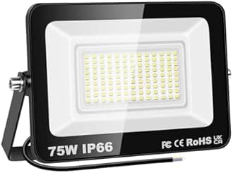 PICAA 75W LED Flood Lights Outdoor, Super Bright Security Lights, IP66 Waterproof Floodlight, Cold White (6500K) Wall Light, Perfect for Garden, Yard, Garage, Patio,Warehouse, Parking Lot