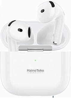 HainoTekoGermany AIR6 True Wireless Stereo Earbuds with Multi Functional Touch Control HD Clear Microphone High Bass Sound Quality and Charging Case for Android mobiles, Tablets and iphones (White)