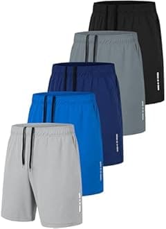 Men's Sport Gym Shorts Quick Dry Workout Running Activewear Basketball Shorts with Pockets 3/5 Pack